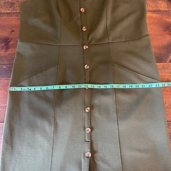 Anthropologie Maeve Knit Button Detail Midi Dress Moss Green Sleeveless Size 20W - Picture 15 of 15